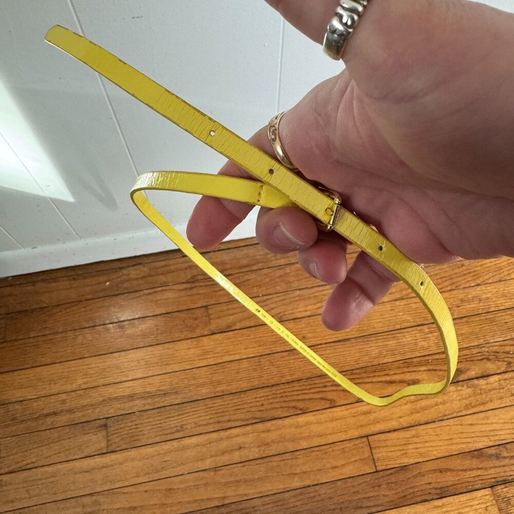 H&M Very Skinny Neon Yellow Belt Sz L - Picture 4 of 5